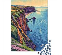 Hard Jigsaw Puzzle for Adults 1000 Pieces Cliffside Coastal Train Ride Adult Jigsaw Puzzle Hands-on Game For Family Fun Challenging To Complete 70x50cm/1000pcs