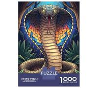 Hard Jigsaw Puzzle for Adults 1000 Pieces Colorful Cobra Snake Illustration Jigsaw Brain Teaser Game Analysis And Logic Great Gift for Gaming 70x50cm/1000pcs