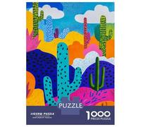 Hard Jigsaw Puzzle for Adults 1000 Pieces Colorful Desert Cactus Art Print Teenager Puzzles Fun Games Presents for Women Challenging To Complete 70x50cm/1000pcs