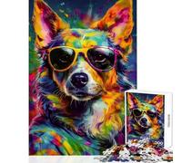 Hard Jigsaw Puzzle for Adults 1000 Pieces Colorful Dog Portrait Educational Games Difficult Hard Toy Wall Decor Artists' Collection, Fine Arts (38x26cm)