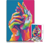 Hard Jigsaw Puzzle for Adults 1000 Pieces Colorful Hands Pop Art Soothing Quiet Time Enjoyment Strict Precision Standard Play Toy Size 50x75cm