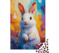 Hard Jigsaw Puzzle for Adults 1000 Pieces Colorful Rabbit Painting-4 Jigsaw Puzzle Anti-Stress Toys Precision Cutting Great Gift for Gaming 52x38cm/1000pcs