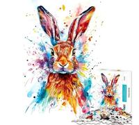 Hard Jigsaw Puzzle for Adults 1000 Pieces Colorful Rabbit Watercolor Difficult And Challenge Staycation Kill Time Impossible Game for 14+ Puzzle Game Offered (38x26cm)