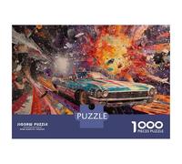 Hard Jigsaw Puzzle for Adults 1000 Pieces Colorful Retro Car Art Print Jigsaw Puzzle Toy Wall Decor Analysis And Logic Gifts for Friends And Family 52x38cm/1000pcs
