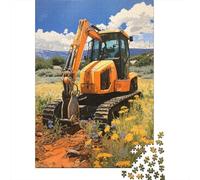 Hard Jigsaw Puzzle for Adults 1000 Pieces Construction Equipment in Wildflower Field Puzzles for Adults Toy Wall Decor Stress Reliever Birthday Present, Gifts, 70x50cm/1000pcs