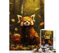Hard Jigsaw Puzzle for Adults 1000 Pieces Contented Red Panda Toy Wall Decor Great Gift Practical Game Every Piece Is Unique - Size 50x75cm