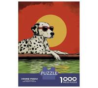 Hard Jigsaw Puzzle for Adults 1000 Pieces Cool Dalmatian Dog with Sunglasses Teenager Puzzles Hands-on Game Staycation Kill Time Great Gift for Gaming 38x26cm/1000pcs