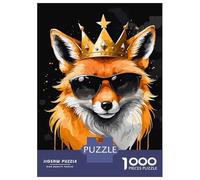 Hard Jigsaw Puzzle for Adults 1000 Pieces Cool Fox King Portrait Jigsaw for Adults Hands-on Game Wall Art Birthday Present, Gifts, 70x50cm/1000pcs