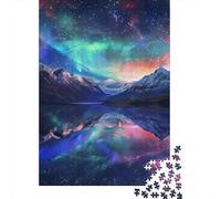 Hard Jigsaw Puzzle for Adults 1000 Pieces Cosmic Aurora Reflections Teenager Puzzles Family Game Staycation Kill Time Challenging To Complete 70x50cm/1000pcs