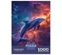 Hard Jigsaw Puzzle for Adults 1000 Pieces Cosmic Dolphin Puzzles for Adults Family Games Pattern Assembly Challenging To Complete 52x38cm/1000pcs