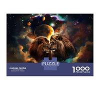 Hard Jigsaw Puzzle for Adults 1000 Pieces Cosmic Lion Couple Art Print Jigsaw Puzzle Toy Wall Decor Analysis And Logic Gifts for Friends And Family 52x38cm/1000pcs