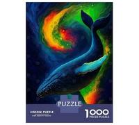 Hard Jigsaw Puzzle for Adults 1000 Pieces Cosmic Whale in Colorful Nebula Teenager Puzzles Hands-on Game Staycation Kill Time Great Gift for Gaming 38x26cm/1000pcs