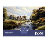 Hard Jigsaw Puzzle for Adults 1000 Pieces Cottage by The River-3 Adult Jigsaw Puzzle Relax Games Enhance Memory Educational Challenge 70x50cm/1000pcs