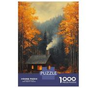 Hard Jigsaw Puzzle for Adults 1000 Pieces Cozy Cabin in Autumn Woods Puzzles for Adults Brain Teaser Game Analysis And Logic Gifts for Friends And Family 38x26cm/1000pcs