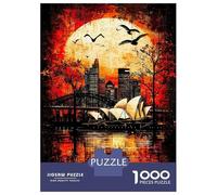 Hard Jigsaw Puzzle for Adults 1000 Pieces Crimson Tide Gothic Sydney at Sunset Jigsaw Brain Teaser Game Analysis And Logic Great Gift for Gaming 38x26cm/1000pcs