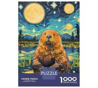 Hard Jigsaw Puzzle for Adults 1000 Pieces Cute Beaver Starry Night Puzzles for Adults Brain Teaser Game Analysis And Logic Gifts for Friends And Family 70x50cm/1000pcs