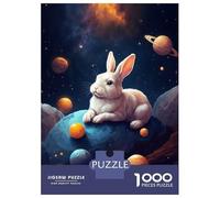Hard Jigsaw Puzzle for Adults 1000 Pieces Cute Bunny in The Space Puzzles for Adults DIY Toys Improve Memory Birthday Present, Gifts, 52x38cm/1000pcs