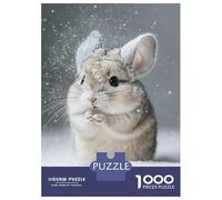 Hard Jigsaw Puzzle for Adults 1000 Pieces Cute Chinchilla in Snow Puzzles for Adults DIY Toys Improve Memory Birthday Present, Gifts, 70x50cm/1000pcs