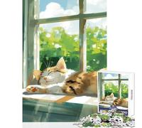 Hard Jigsaw Puzzle for Adults 1000 Pieces Cute Lazy Cat Toy Wall Decor Art Work Gift Practical Game Artists' Collection, Fine Arts Size 38x26cm
