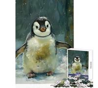 Hard Jigsaw Puzzle for Adults 1000 Pieces Cute Penguin Cub Snow Art DIY Toys Gift Birthday Practical Game Artists' Collection, Fine Arts Size 38x26cm