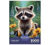 Hard Jigsaw Puzzle for Adults 1000 Pieces Cute Raccoon in Meadow Jigsaw Brain Teaser Game Analysis And Logic Great Gift for Gaming 38x26cm/1000pcs