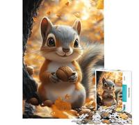 Hard Jigsaw Puzzle for Adults 1000 Pieces Cute Squirrel with Acorn in Autumn Help The Brain Exercise For Family Fun Educational Toy for Ages 14 And over (38X26CM)