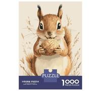 Hard Jigsaw Puzzle for Adults 1000 Pieces Cute Squirrel with Nut Illustration Puzzle for Adults Hands-on Game Difficult Hard Birthday Present, Gifts, 52x38cm/1000pcs