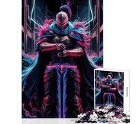 Hard Jigsaw Puzzle for Adults 1000 Pieces Cyberpunk Knight with Neon Sword Toy Wall Decor Art Work Gift Practical Game Artists' Collection, Fine Arts Size 50x75cm