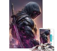 Hard Jigsaw Puzzle for Adults 1000 Pieces Cyberpunk Ninja with Glowing Sword Educational Challenge Wall Decoration Toy Wall Decor for Age 14+ Game (38X52CM)