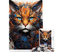 Hard Jigsaw Puzzle for Adults 1000 Pieces Cyborg Cat Painting Impossible Game Learning Educational Toy Wall Decor Fun at Home Activities, (50x75cm)