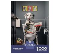 Hard Jigsaw Puzzle for Adults 1000 Pieces Dalmatian on The Toilet Jigsaw Brain Teaser Game Analysis And Logic Great Gift for Gaming 70x50cm/1000pcs