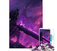 Hard Jigsaw Puzzle for Adults 1000 Pieces Dark Knight Sword Purple Haze Help The Brain Exercise For Family Fun Educational Toy for Ages 14 And over (38X26CM)