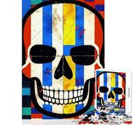 Hard Jigsaw Puzzle for Adults 1000 Pieces De Stijl Skull Adult Jigsaw Puzzles Difficult Hard Educational Challenge Stress Reduction Gifts (50x75cm)