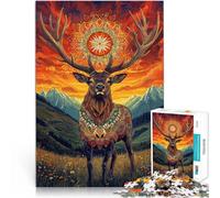 Hard Jigsaw Puzzle for Adults 1000 Pieces Deer Art Style Made of cardboard，for and from 14 years and over Learning Educational Toys Family Games Fun activities at home, birthday gifts。