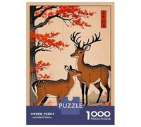 Hard Jigsaw Puzzle for Adults 1000 Pieces Deer Love Japanese Puzzles for Adults Toy Wall Decor Stress Reliever Birthday Present, Gifts, 70x50cm/1000pcs