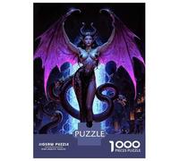 Hard Jigsaw Puzzle for Adults 1000 Pieces Demon Queen Lilith with Snakes And Wings Jigsaw Puzzle Anti-Stress Toys Precision Cutting Great Gift for Gaming 70x50cm/1000pcs