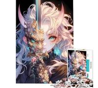 Hard Jigsaw Puzzle for Adults 1000 Pieces Demonic Warrior Girl Brain Teaser Game Challenging Game Toys Birthday Gifts Wall Art (Size 38x26cm)