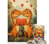 Hard Jigsaw Puzzle for Adults 1000 Pieces Dinosaur Love Toy Wall Decor Art Work Gift Practical Game Artists' Collection, Fine Arts Size 38x52cm