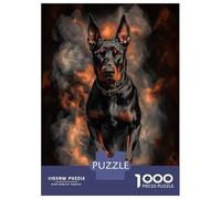 Hard Jigsaw Puzzle for Adults 1000 Pieces Doberman in Smoke Puzzles for Adults Family Games Pattern Assembly Challenging To Complete 52x38cm/1000pcs