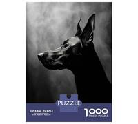 Hard Jigsaw Puzzle for Adults 1000 Pieces Doberman Pinscher Black And White Puzzles for Adults Family Games Pattern Assembly Challenging To Complete 38x26cm/1000pcs