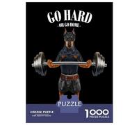 Hard Jigsaw Puzzle for Adults 1000 Pieces Doberman Weightlifting Puzzles for Adults Family Games Pattern Assembly Challenging To Complete 38x26cm/1000pcs