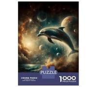 Hard Jigsaw Puzzle for Adults 1000 Pieces Dolphin in Space Puzzle for Adults Hands-on Game Difficult Hard Birthday Present, Gifts, 70x50cm/1000pcs