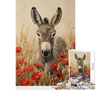 Hard Jigsaw Puzzle for Adults 1000 Pieces Donkey in Poppies - Relaxing Games Perfect Decoration Home Decoration Toys Artists' Collection, Fine Arts (38x26cm)