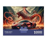 Hard Jigsaw Puzzle for Adults 1000 Pieces Dragon Car Fantasy Automotive Artwork Jigsaw Brain Teaser Game Analysis And Logic Great Gift for Gaming 70x50cm/1000pcs