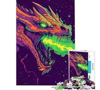 Hard Jigsaw Puzzle for Adults 1000 Pieces Dragon Poison Breath Educational Challenge Wall Decoration Toy Wall Decor for Age 14+ Game (38X26CM)