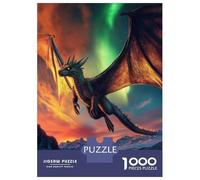 Hard Jigsaw Puzzle for Adults 1000 Pieces Dragon Soaring at Sunset Puzzles for Adults DIY Toys Improve Memory Birthday Present, Gifts, 38x26cm/1000pcs