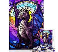 Hard Jigsaw Puzzle for Adults 1000 Pieces Dragon Vibant Stained Glas Jigsaw Puzzle 1000 Relaxing Games Great Gifts for Games Staycation Kill Time (38x52cm)