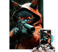 Hard Jigsaw Puzzle for Adults 1000 Pieces Drama Cat Sniper Help The Brain Exercise For Family Fun Educational Toy for Ages 14 And over (50X75CM)