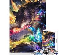 Hard Jigsaw Puzzle for Adults 1000 Pieces Dreaming Crystal Wolf Toy Wall Decor Art Work Gift Practical Game Artists' Collection, Fine Arts Size 50x75cm