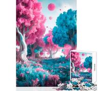 Hard Jigsaw Puzzle for Adults 1000 Pieces Dreamy Pink And Blue Forest DIY Toys Gift Birthday Practical Game Artists' Collection, Fine Arts Size 38x26cm